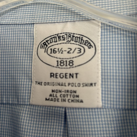 Brooks Brothers blue & white mini houndstooth dress shirt in size 16 1/2 -2/3. - Picture 3 of 12